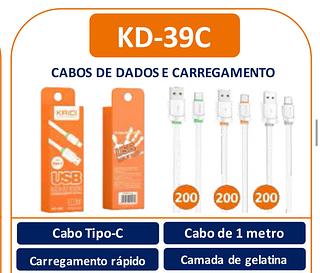 Cabo USB T-C | Carga Reforçado Turbo KD-39C Kaidi