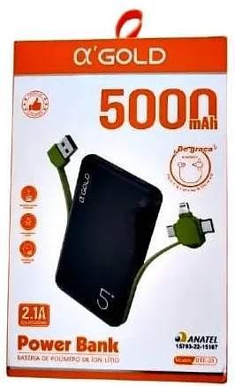 Bateria Power Bank Oberon 5000MAH saida c/3 conector 2A